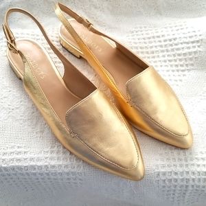 Gold Talbots sling back flat shoes